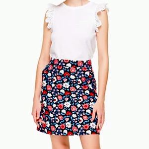 Kate Spade daisy jacquard a-line skirt Size 6 SO CUTE! Navy